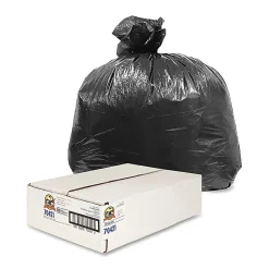 Genuine Joe Linear Low Density Trash Liners, 0.45 mil, 40-45 Gallon, Black, 250 Per Carton
