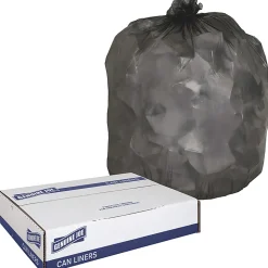 Genuine Joe Linear Low Density Trash Liners, 0.45 mil, 40-45 Gallon, Black, 250 Per Carton