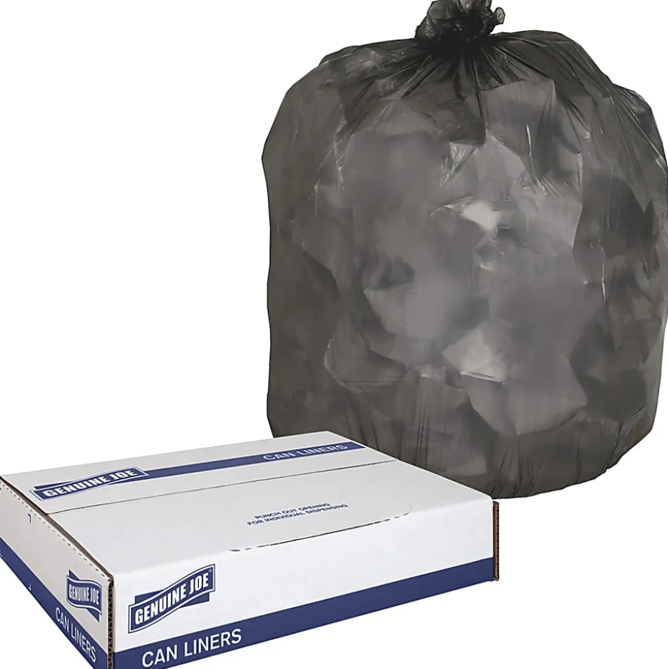 Genuine Joe Linear Low Density Trash Liners, 0.45 mil, 40-45 Gallon, Black, 250 Per Carton