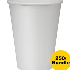 Genuine Joe Lined Disposable Hot Cups - 12 fl oz - 250 / Bundle - White - Polyurethane - Hot Drink