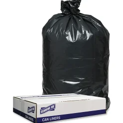 Genuine Joe Low Density Black Can Liners - 33 gal Capacity - 33"x 39"x1.20 mil (30 Micron) Thickness - 98207, 100-Pack