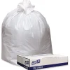 Genuine Joe Low Density White Can Liners, 45 gal Capacity, 40"x 46"x0.90 mil (23 Micron) Thickness, 100 Count - 4046W