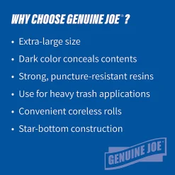 Genuine Joe Maximum Strength Trash Can Liners, 1.7mil, 55 Gallons, 39