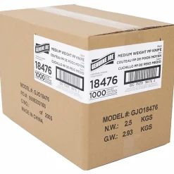 Genuine Joe Medium-weight Individually Wrapped Knives - Knife - Breakroom - Disposable - Black - 1000 / Carton