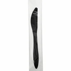 Genuine Joe Medium-weight Individually Wrapped Knives - Knife - Breakroom - Disposable - Black - 1000 / Carton