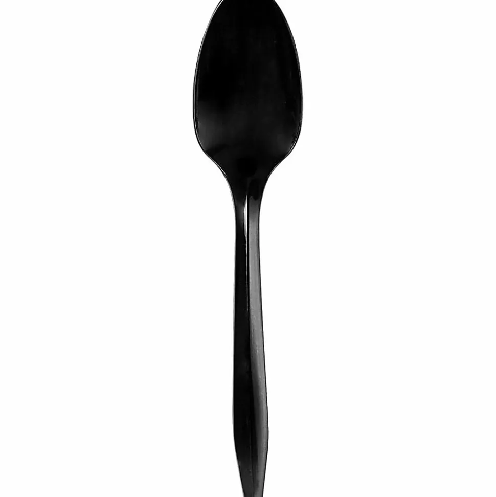 Genuine Joe Medium-weight Individually Wrapped Teaspoons - Teaspoon - Breakroom - Disposable - Black - 1000 / Carton
