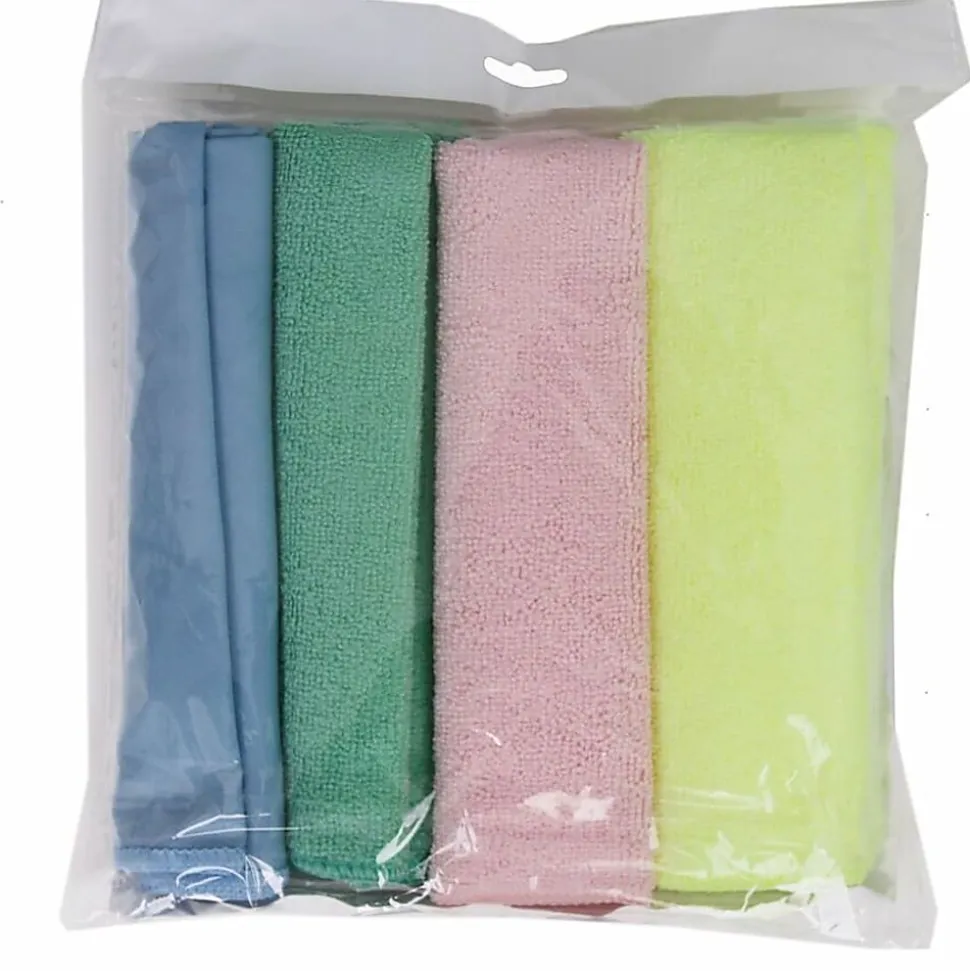 Genuine Joe Microfiber Cleaning Cloths, Box Of 4