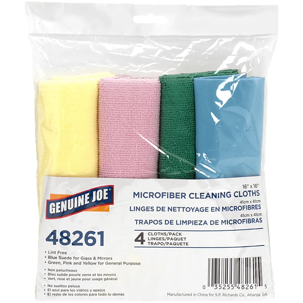 Genuine Joe Microfiber Cleaning Cloths, Box Of 4