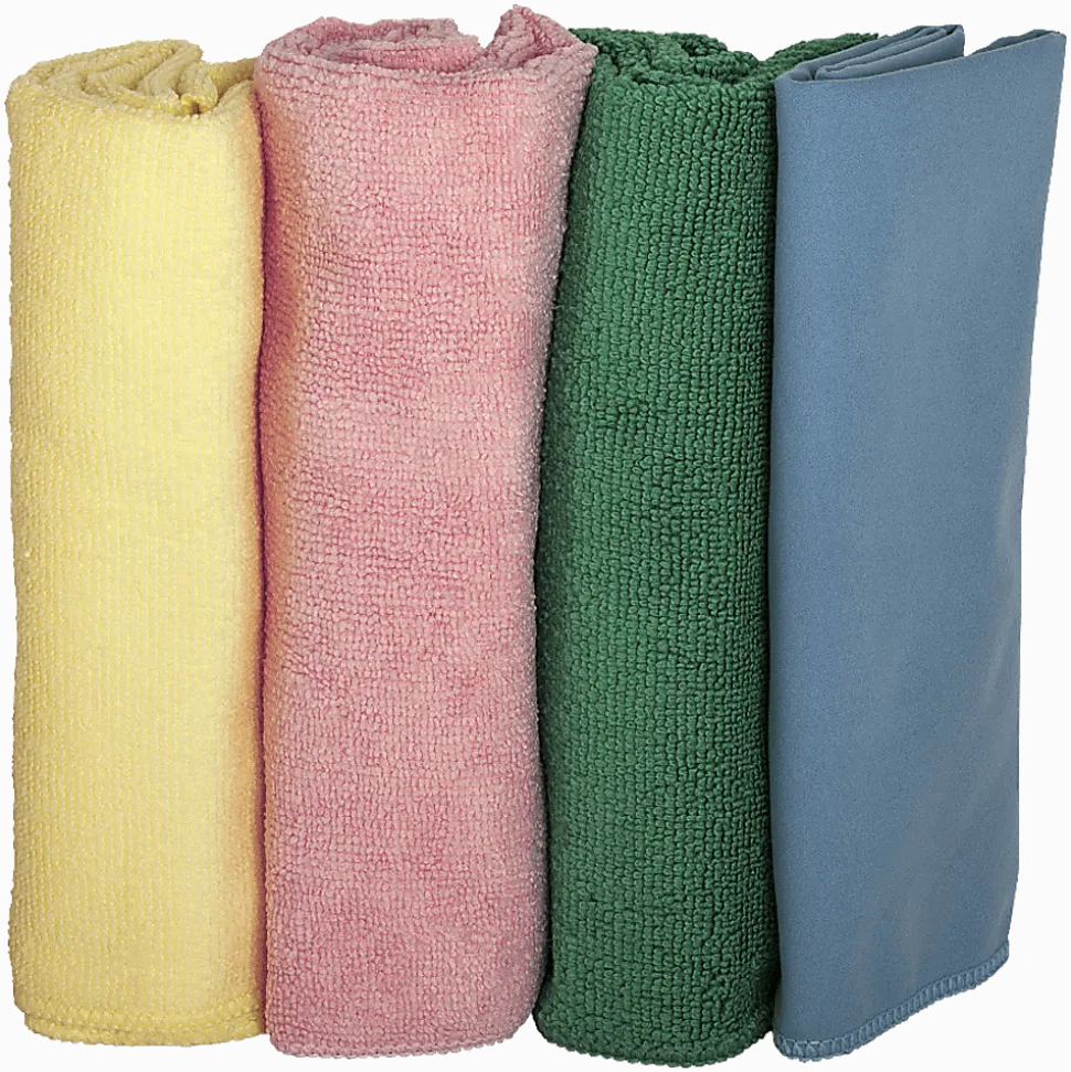 Genuine Joe Microfiber Cleaning Cloths, Box Of 4