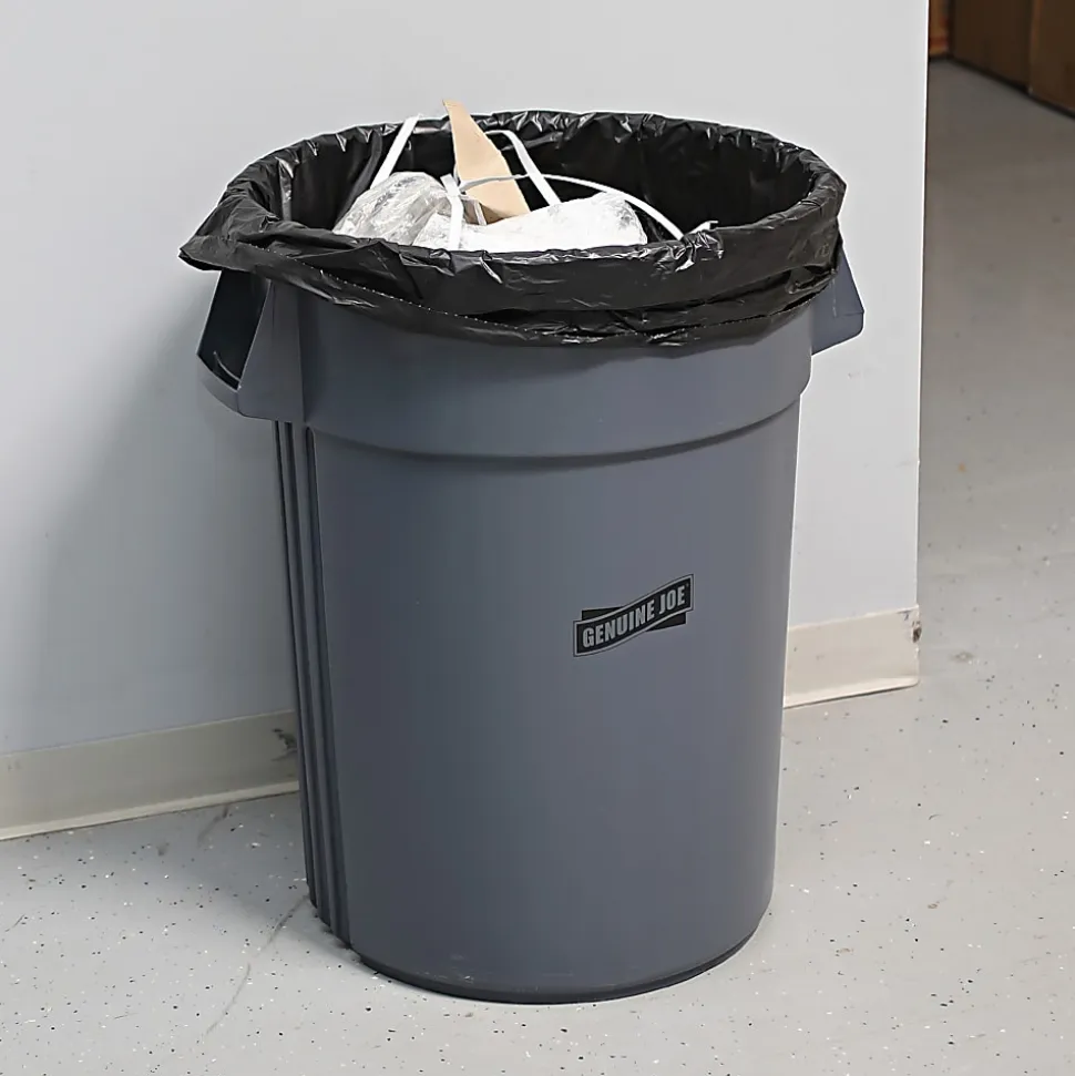 Genuine Joe 1.5 mil Trash Bags, 60 gal, 39"H x 56"W, Brown, 50 Bags