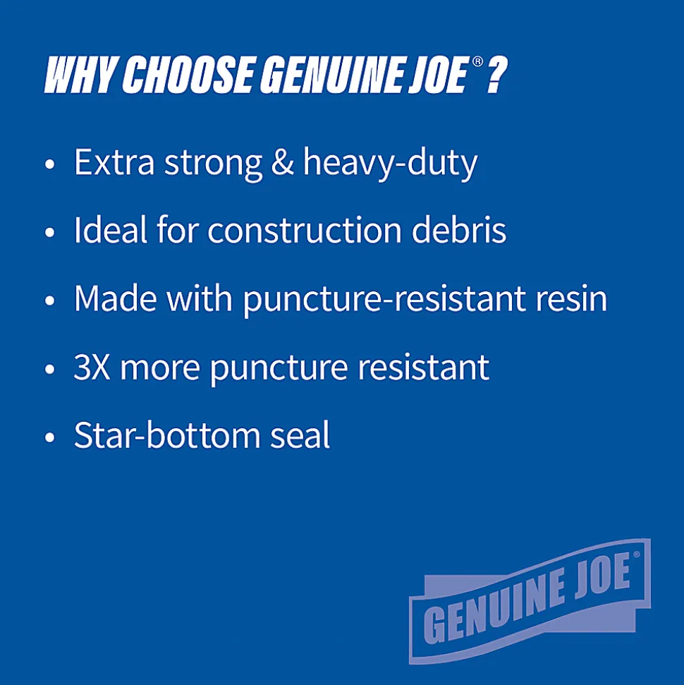 Genuine Joe 1.5 mil Trash Bags, 60 gal, 39"H x 56"W, Brown, 50 Bags