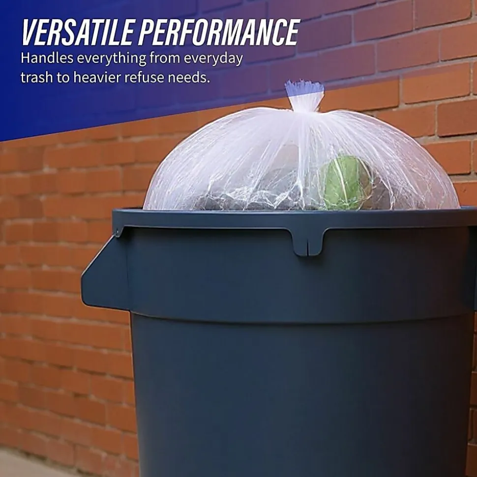 Genuine Joe 0.63 mil Trash Bags, 60 gal, 38"H x 60"W, Clear, 200 Bags