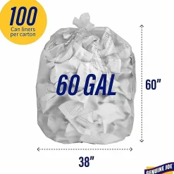 Genuine Joe 0.63 mil Trash Bags, 60 gal, 38