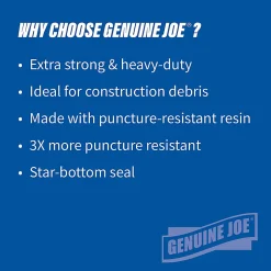 Genuine Joe 1.5 mil Trash Bags, 45 gal, 39"H x 46"W, Black, 50 Bags