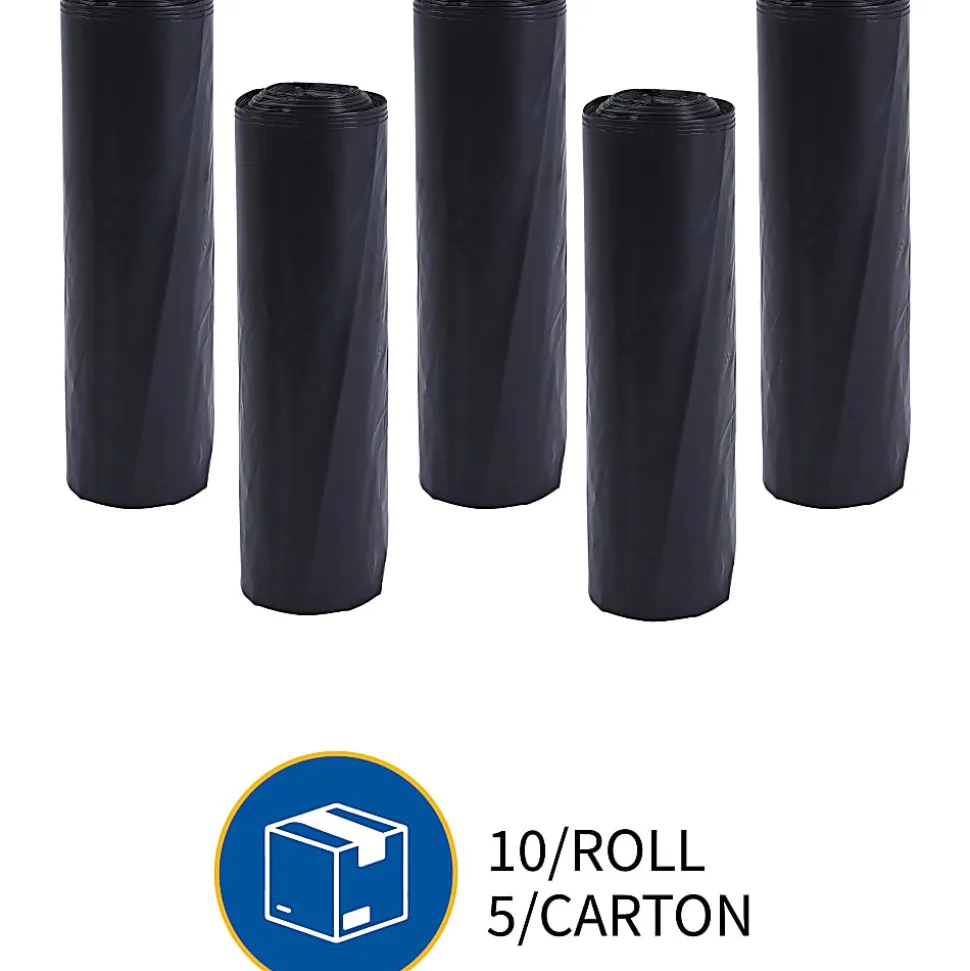 Genuine Joe 1.5 mil Trash Bags, 45 gal, 39"H x 46"W, Black, 50 Bags