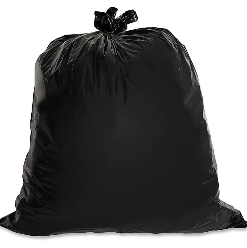 Genuine Joe 1.5 mil Trash Bags, 45 gal, 39"H x 46"W, Black, 50 Bags