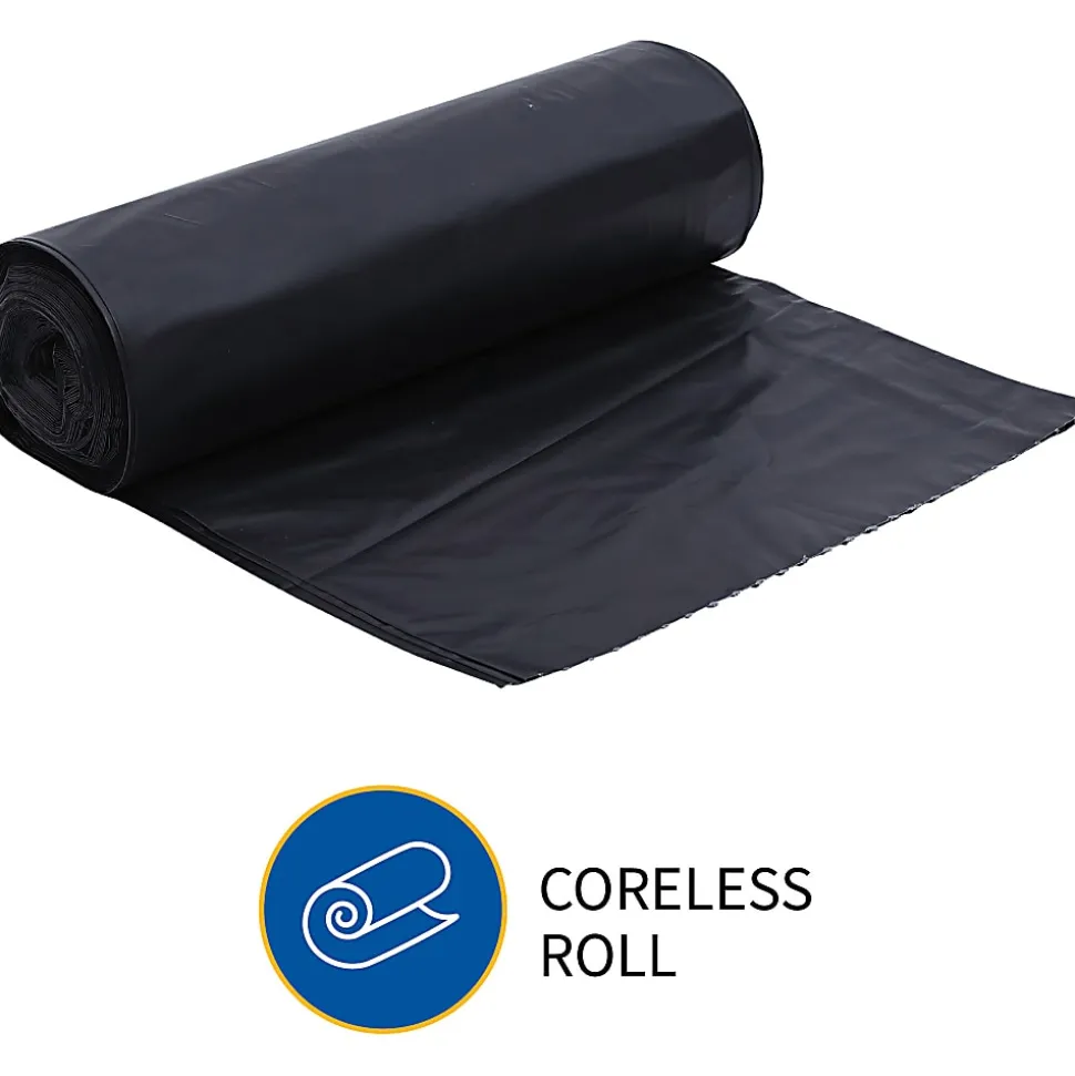 Genuine Joe 1.5 mil Trash Bags, 45 gal, 39"H x 46"W, Black, 50 Bags