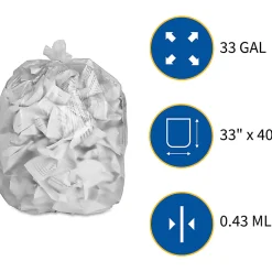 Genuine Joe 0.6 mil Trash Bags, 33 gal, 33