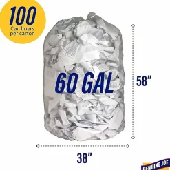 Genuine Joe 0.6 mil Trash Bags, 0.6 mil, 60 gal, 38