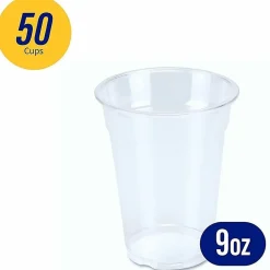 Genuine Joe 9 oz Clear Plastic Cups - 9 fl oz - Clear - Plastic - Cold Drink, Beverage - 50 / Pack