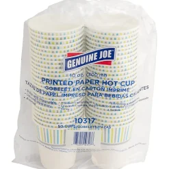 Genuine Joe 10 oz Hot Beverage Cups - 10 fl oz - Assorted - Paper - Hot Chocolate, Cappuccino, Tea, Coffee, Beverage - 50 / Pack