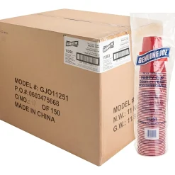 Genuine Joe 16 oz Plastic Party Cups - 50 - 16 fl oz - 1000 / Carton - Red - Plastic - Party, Cold Drink, Beverage