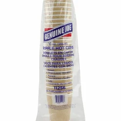 Genuine Joe 10 oz Rippled Hot Cups - 10 fl oz - Brown - Hot Drink, Beverage - 25/Pack - 5 / Bundle