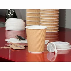 Genuine Joe 10 oz Rippled Hot Cups - 10 fl oz - Brown - Hot Drink, Beverage - 25/Pack - 5 / Bundle