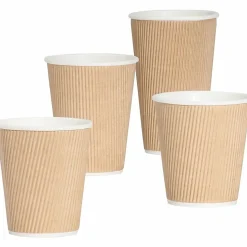 Genuine Joe 10 oz Rippled Hot Cups - 10 fl oz - Brown - Hot Drink, Beverage - 25/Pack - 5 / Bundle