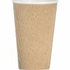 Genuine Joe 16 oz Rippled Hot Cups - 16 fl oz - Brown - Hot Drink, Hot Drink, Beverage - 25/Pack - 5 / Bundle
