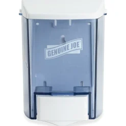 Genuine Joe 30 oz Soap Dispenser - Manual - 30 fl oz Capacity - See-through Tank, Water Resistant, Soft Push - Clear - 1 Each