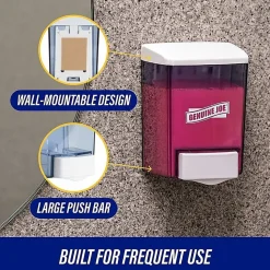 Genuine Joe 30 oz Soap Dispenser - Manual - 30 fl oz Capacity - See-through Tank, Water Resistant, Soft Push - Clear - 1 Each