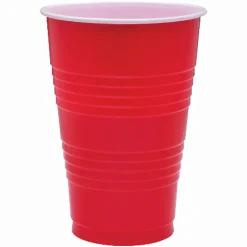 Genuine Joe Plastic Party Cups, 16 Oz, Red, Pack Of 50