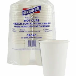 Genuine Joe Polyurethane-Lined Disposable Hot Cups, Single, 8 Oz, White, Pack Of 50