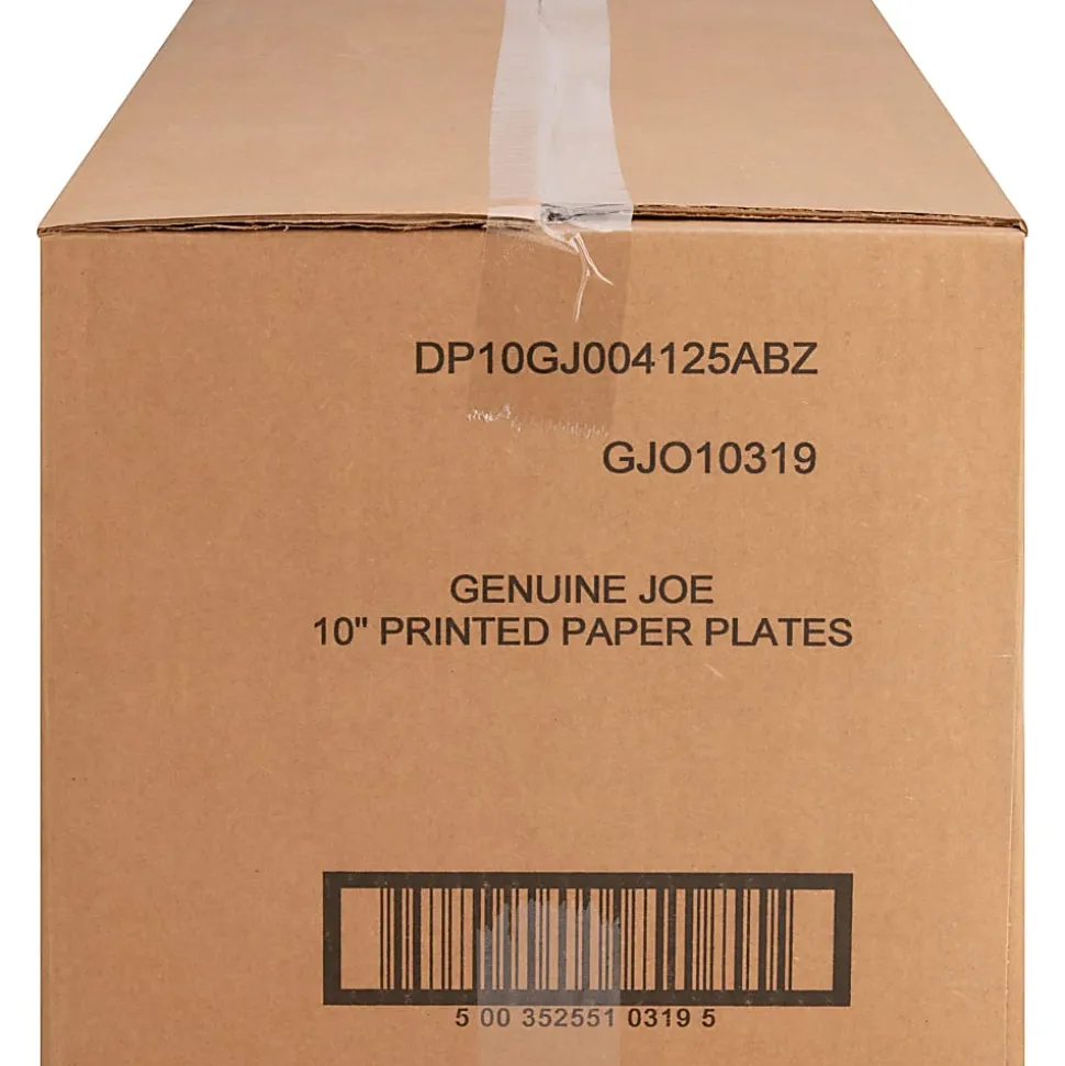 Genuine Joe Printed Paper Plates, 10", Pack Of 125