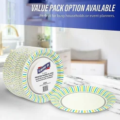 Genuine Joe 7" Printed Paper Plates - Disposable - 7" Diameter - Assorted - 125 / Pack