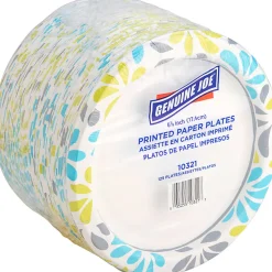 Genuine Joe Printed Paper Plates, 7", Pack Of 125