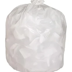 Genuine Joe 75% Recycled Heavy-Duty Contractor Trash Bags, Â 0.8 mil, 13 Gallons, 24" x 31", White, Box Of 150