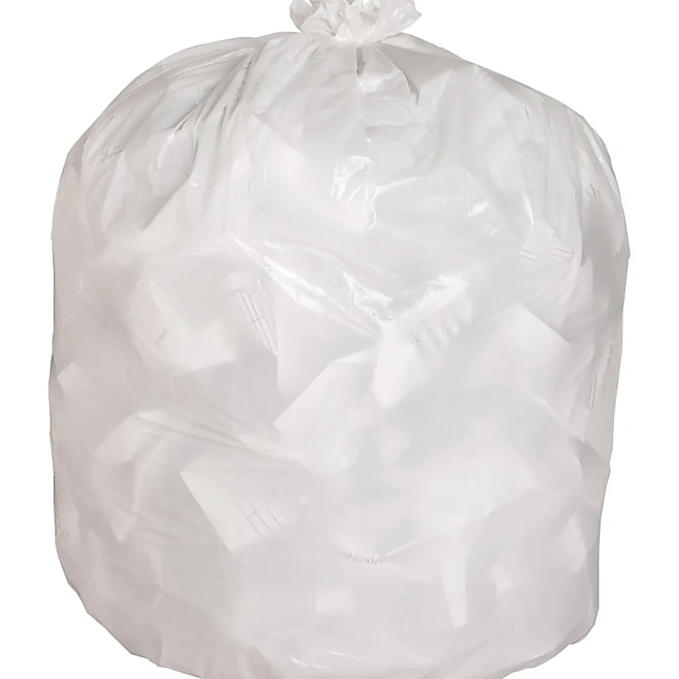 Genuine Joe 75% Recycled Heavy-Duty Contractor Trash Bags, 0.8 mil, 13 Gallons, 24" x 31", White, Box Of 150