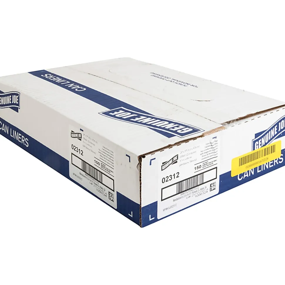 Genuine Joe 75% Recycled Heavy-Duty Contractor Trash Bags, 0.8 mil, 13 Gallons, 24" x 31", White, Box Of 150