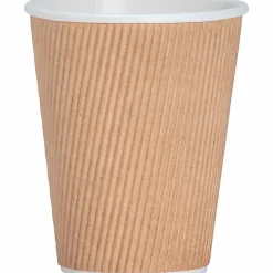 Genuine Joe Ripple Hot Cups, 12 Oz, Brown, Pack Of 25