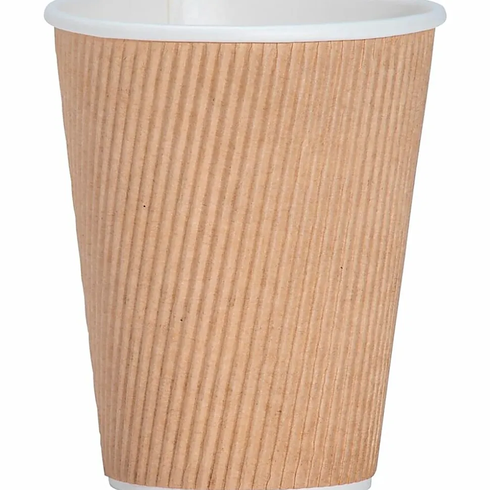 Genuine Joe Ripple Hot Cups, 12 Oz, Brown, Pack Of 25