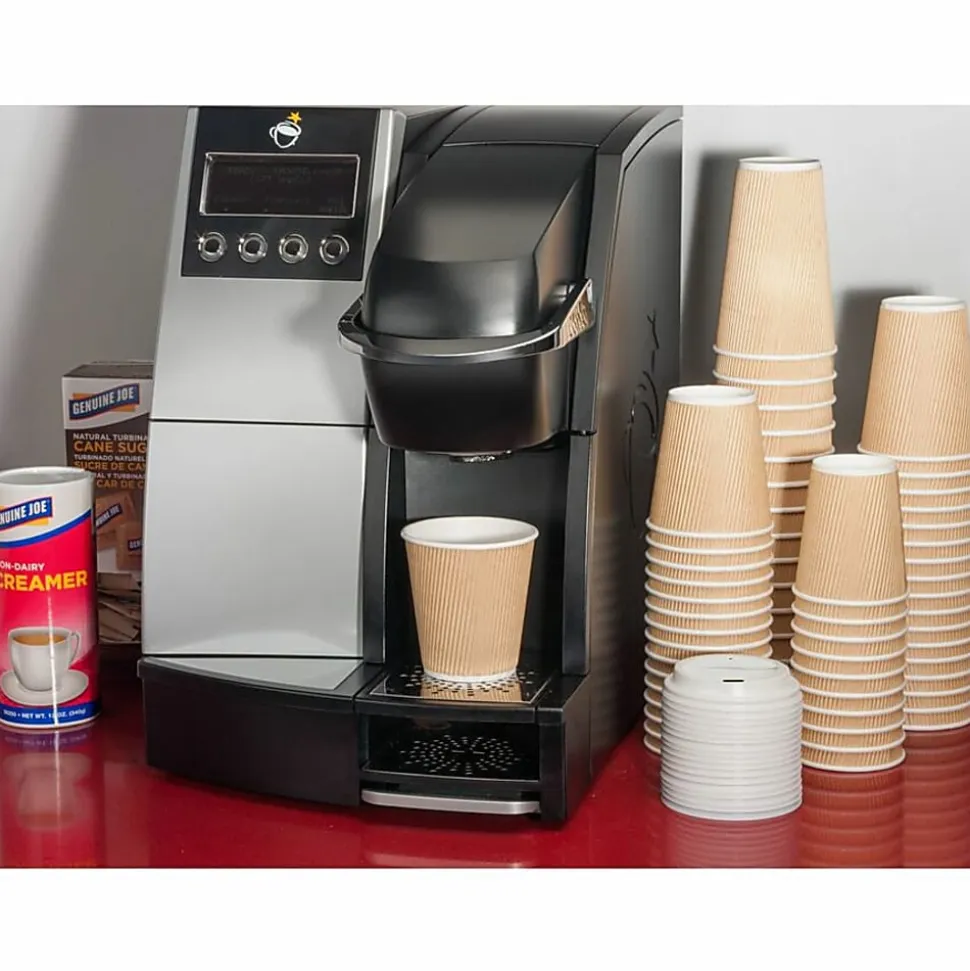 Genuine Joe Ripple Hot Cups, 12 Oz, Brown, Pack Of 25