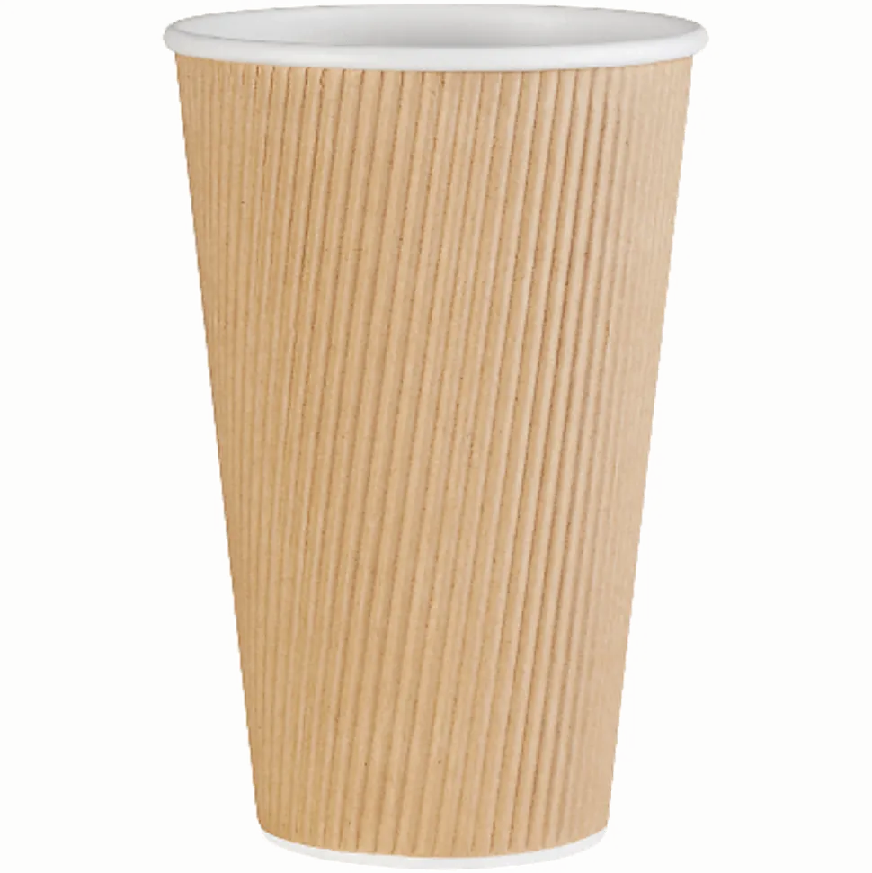 Genuine Joe Ripple Hot Cups, 16 Oz, Brown, Pack Of 500