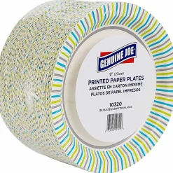 Genuine Joe Round Paper Plates, 8-5/8", Multicolor, Pack of 125 Plates.