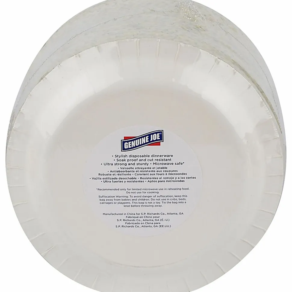 Genuine Joe Round Paper Plates, 8-5/8", Multicolor, Pack of 125 Plates.