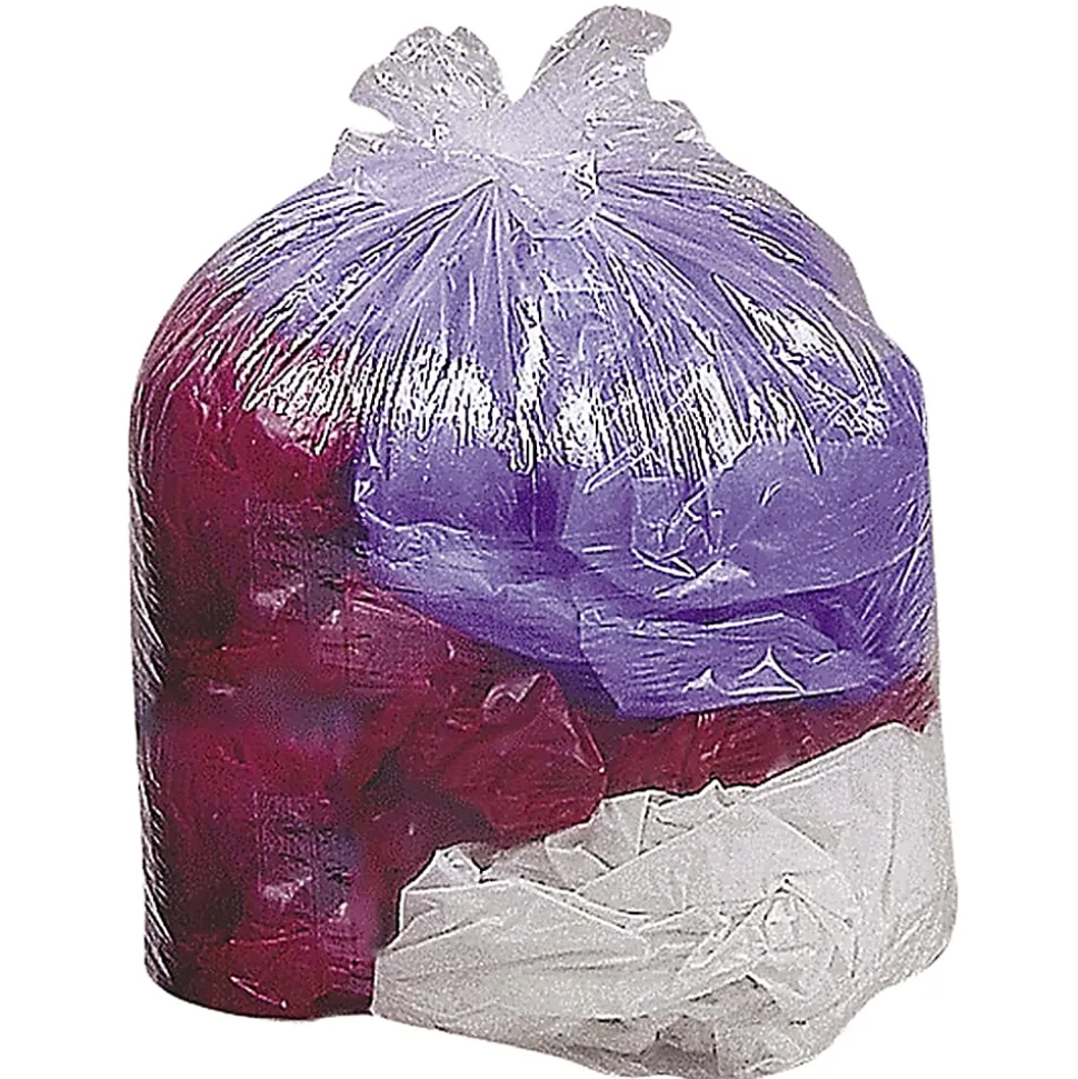 Genuine Joe Super Hexene Clear Trash Can Liners, 0.6 mil, 10 Gallons, 24" x 23", Clear, Box Of 500