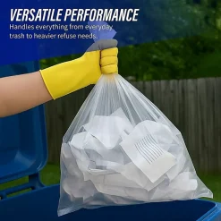 Genuine Joe Super Hexene Clear Trash Can Liners, 0.6 mil, 10 Gallons, 24