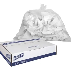 Genuine Joe Super Hexene Clear Trash Can Liners, 0.6 mil, 10 Gallons, 24