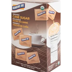 Genuine Joe Turbinado Natural Cane Sugar Packets - 0.159 oz (4.5 g) - Molasses Flavor - Natural Sweetener - 200 / Box